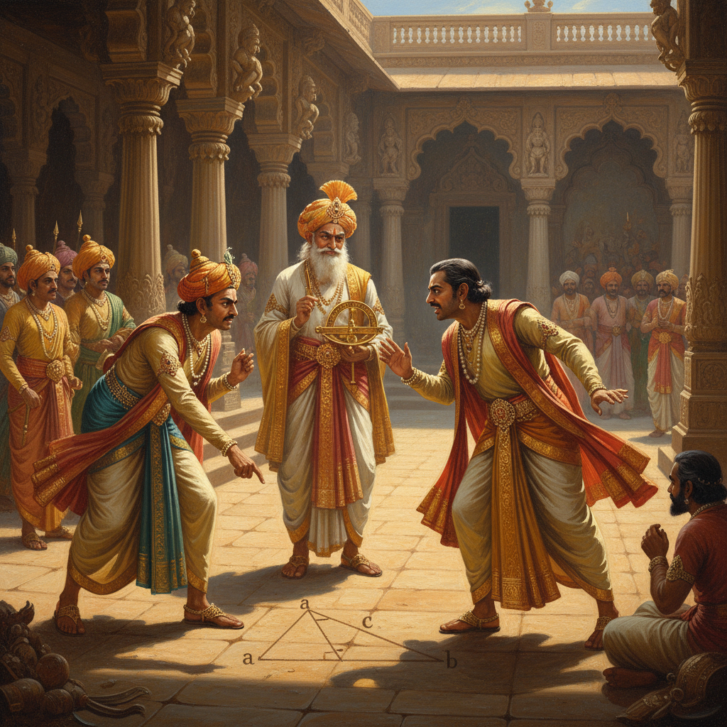 Illustration for "BEHOLD! Or, How Bhāskara II Used Two Royal Assholes to Prove a Point"