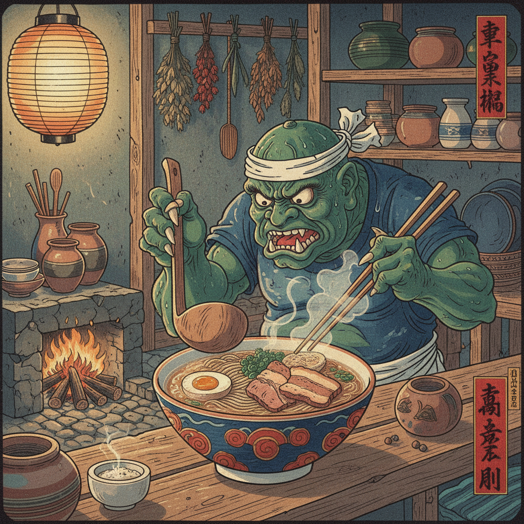 Illustration for "How Japan’s Spookiest Monsters Accidentally Invented Gourmet Ramen"