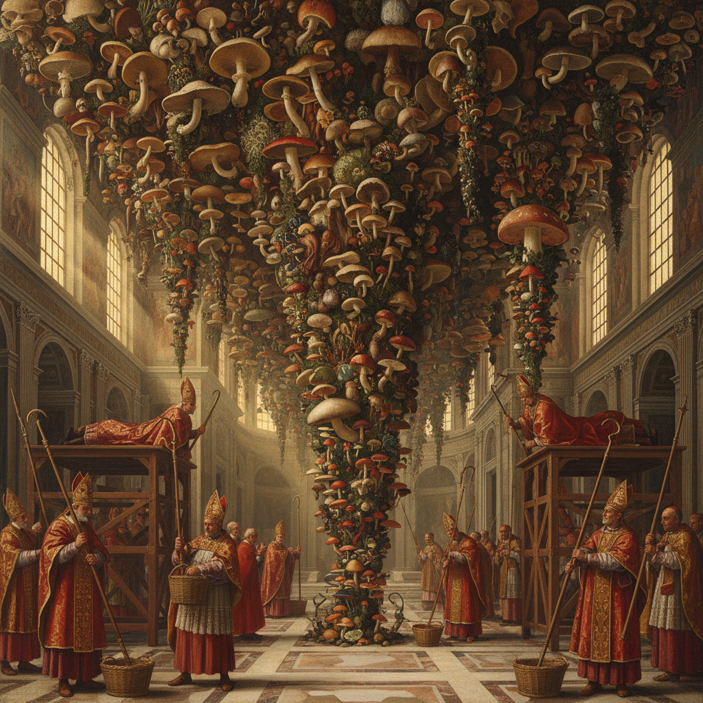 Illustration for "His Holiness’s Holy Shrooms"