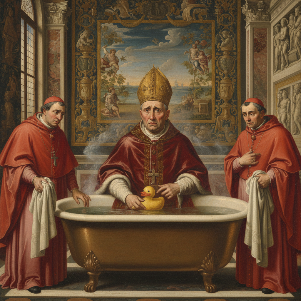 His Holiness, preparing his official rebuttal.