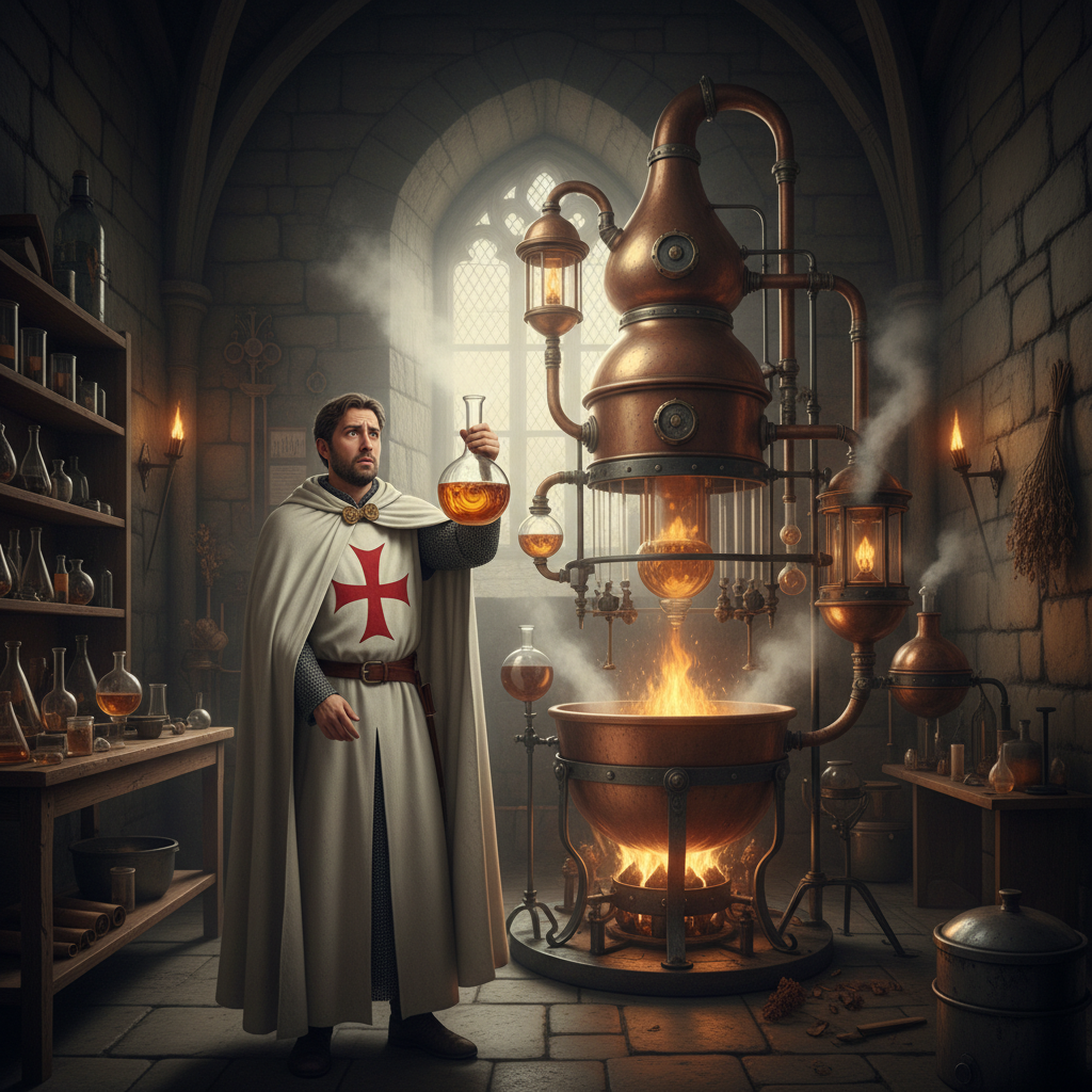 Illustration for "The Templars’ Holy Spirit Was a Hangover"