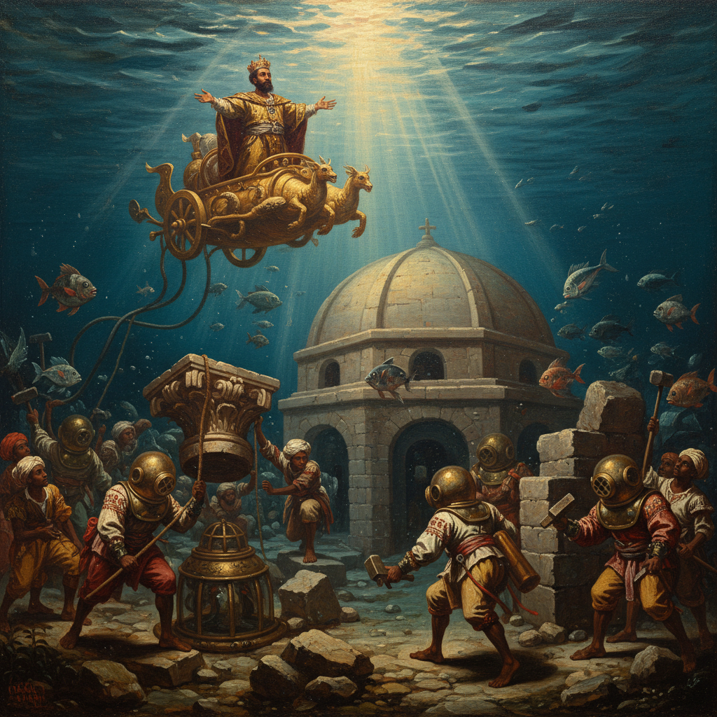 Illustration for "BIG DAMP ENERGY: Emperor Fasilides’s Wildly Wet God-Holes"