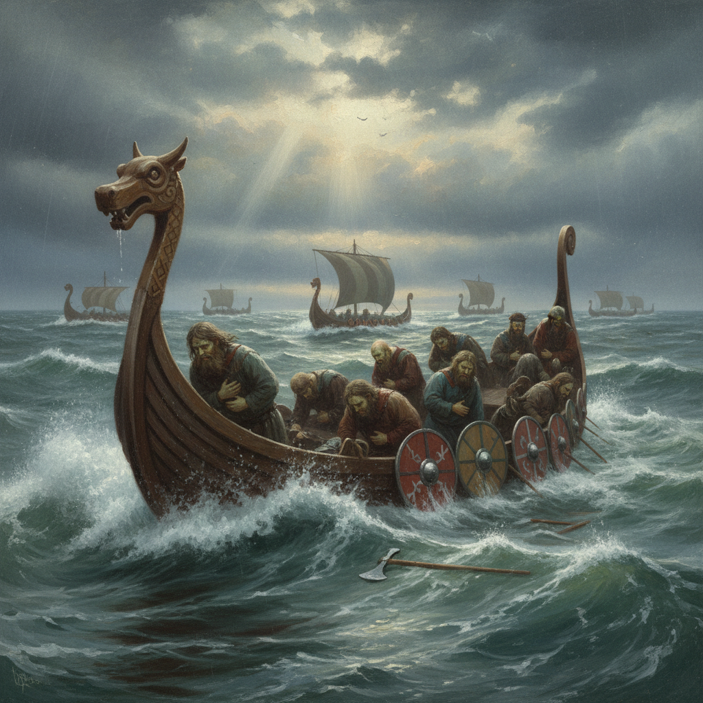 Illustration for "THE REEK OF DEFEAT: HOW A VIKING INVASION FAILED BECAUSE OF ‘STRATEGIC’ ROTTEN SHARK"