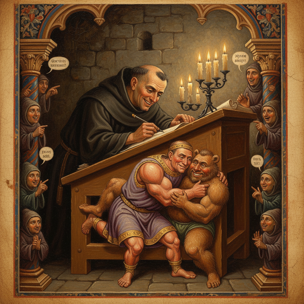 Illustration for "BYZANTINE BUSSY BONANZA: HOW MONK-ON-MONK ACTION ALMOST FIXED THE GREAT SCHISM"