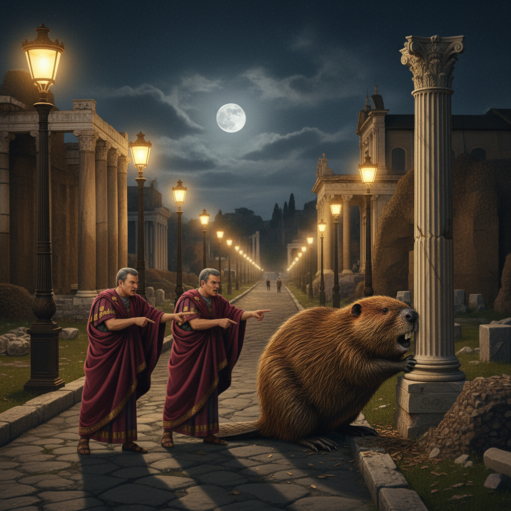 “For the last time, ‘riparian rights’ are not a valid defense for vandalizing a damn Corinthian column, Publius!”
