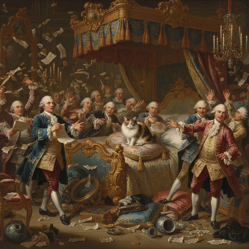The Great Boudoir Crash of 1788, moments after Baron von Flopdoodle defaulted on his 'good intentions'.