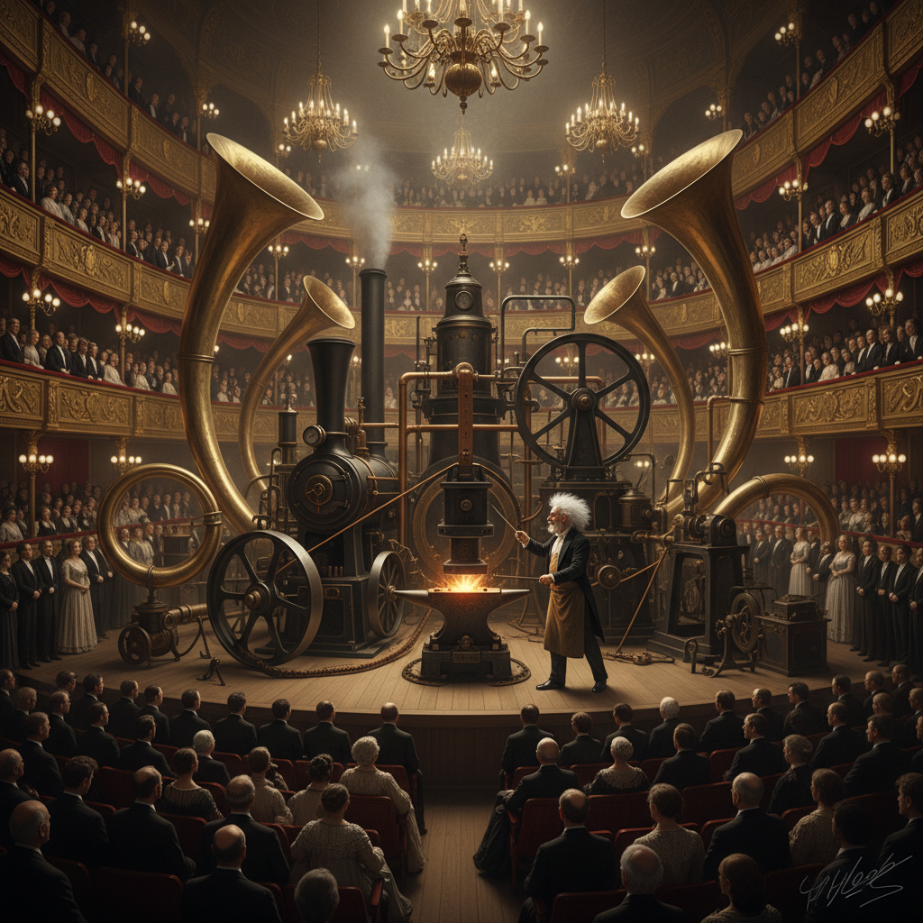 The debut of “Symphony No. 2 in Lathe and Loom” was a hit with critics, though several audience members were lightly maimed by flying rivets.