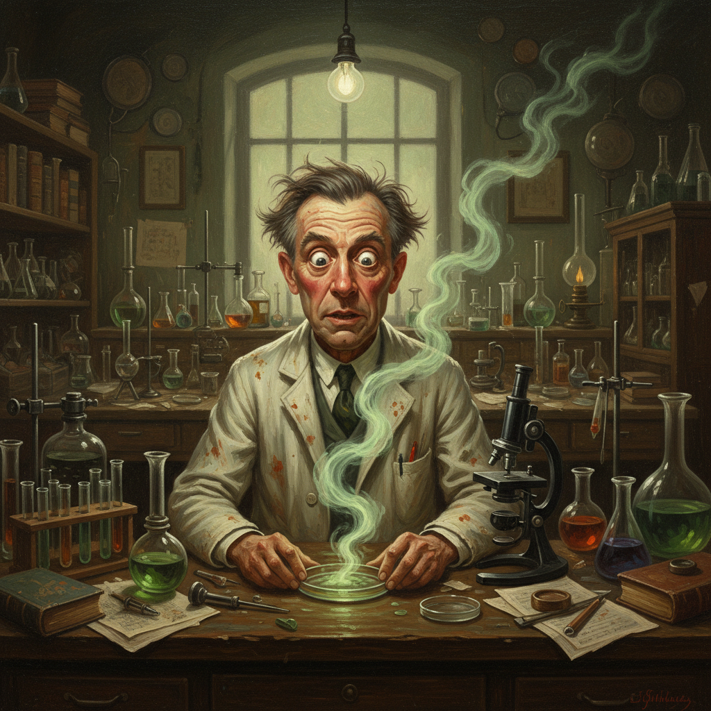 Illustration for "Sir Alexander Fleming’s Accidental Confession Serum"