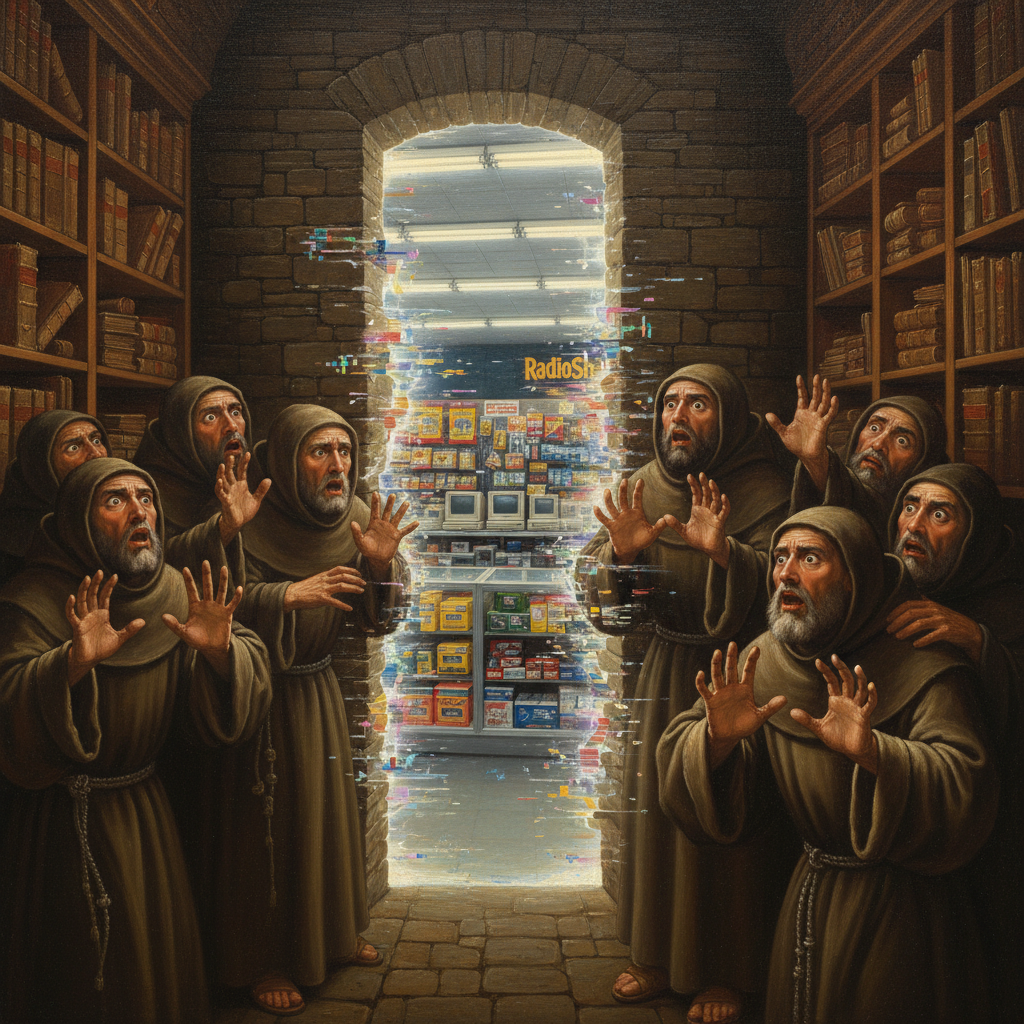 Illustration for "VATICAN ACCIDENTALLY INVENTS TIME TRAVEL, IMMEDIATELY RUINS EVERYTHING"