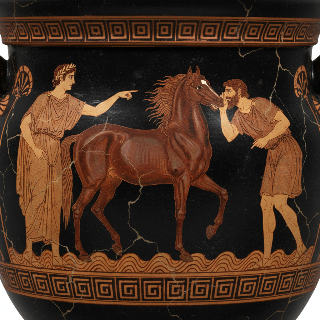 He’s not whispering to the horse, he’s leaving a very detailed message.