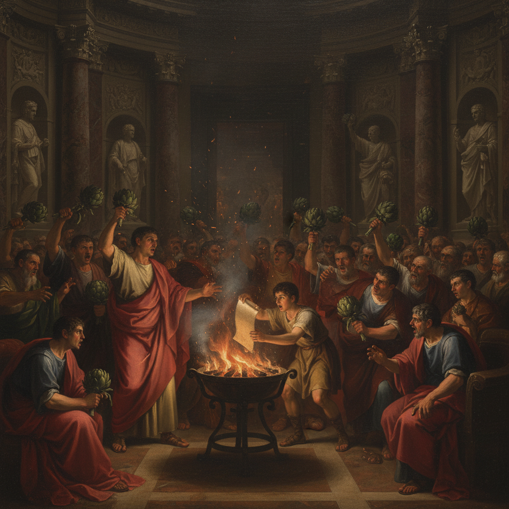 A terrified Senate attempts to erase the *Cynara* Fiasco from the historical record.
