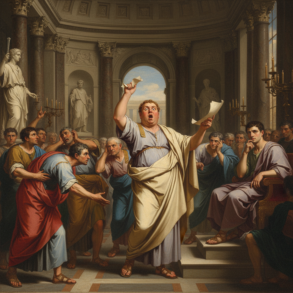 ‘He complains of the lyres, you see, but it is the *baboon*, senators, that requires our immediate and most forceful attention.’