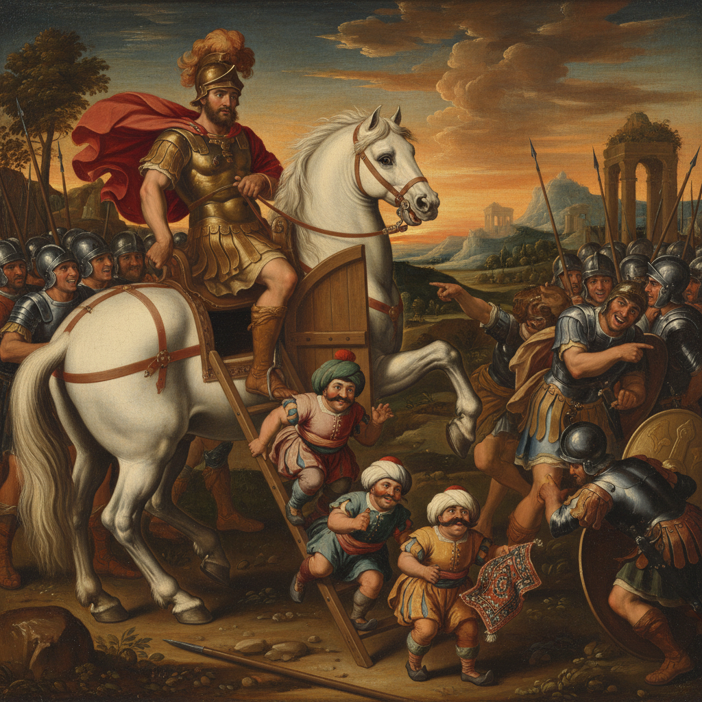 Illustration for "Alexander the Great Sacked by an Over-Engineered Pony"