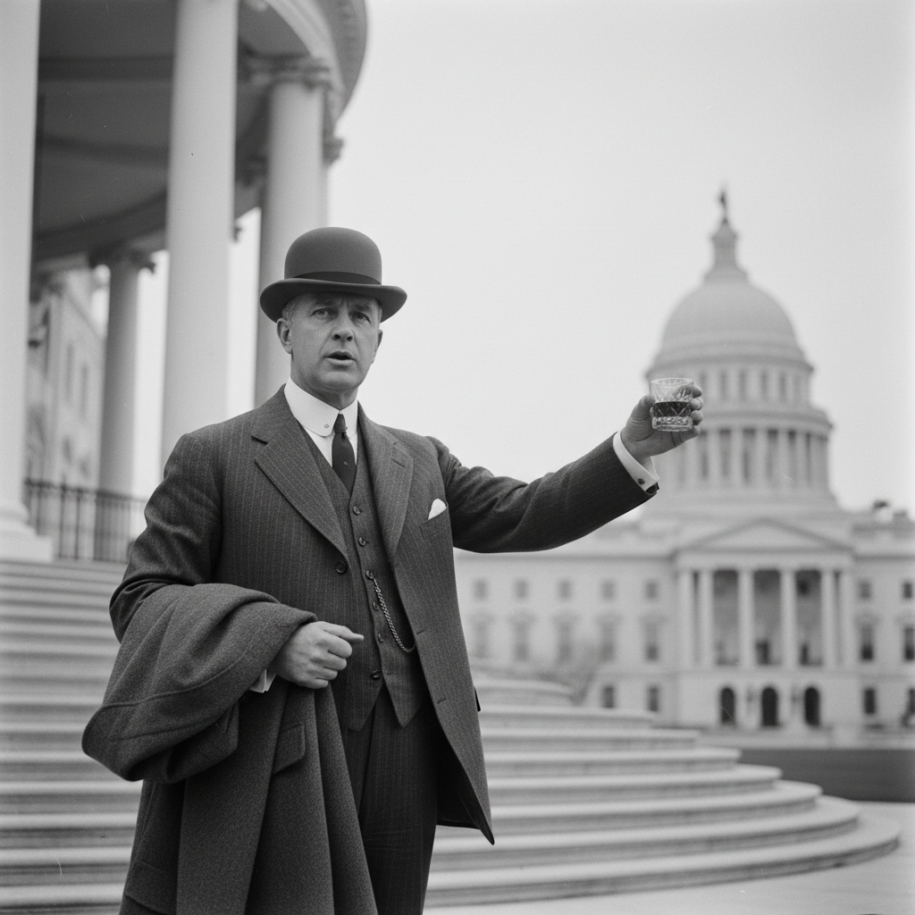 “The first order of business is a stiff drink. The second is collecting the tax on it.”