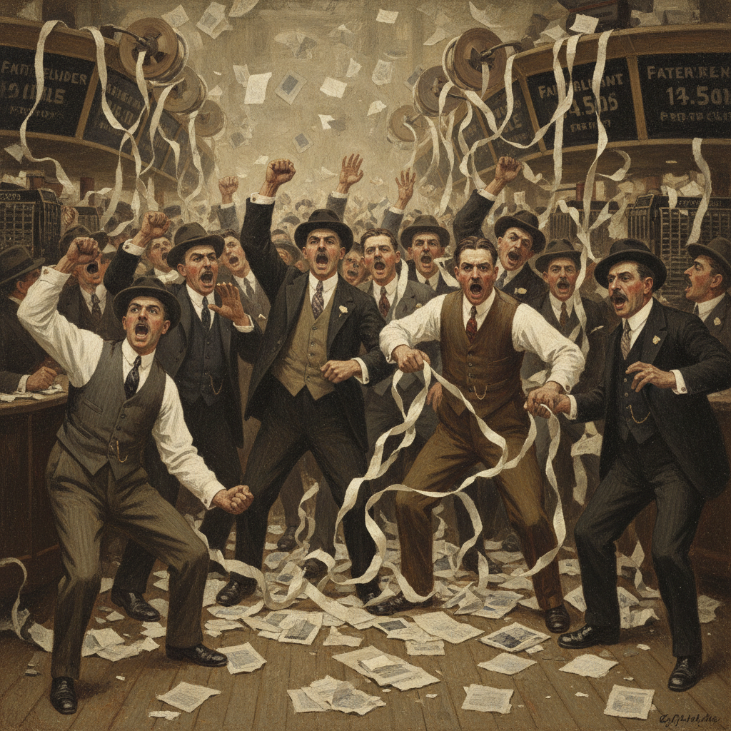 Illustration for "Wall Street Lays an Egg, One Year Early"