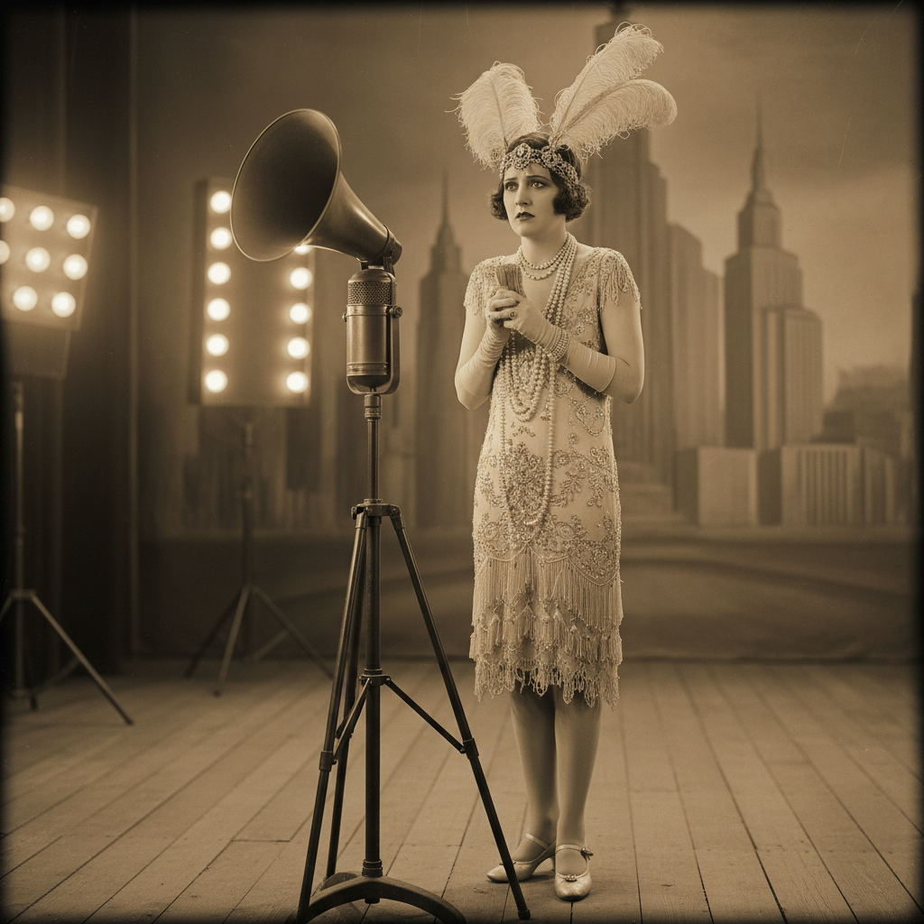 Illustration for "The Shouting Sheet: How Norma Talmadge Invented the Talkies and Ruined Opera"