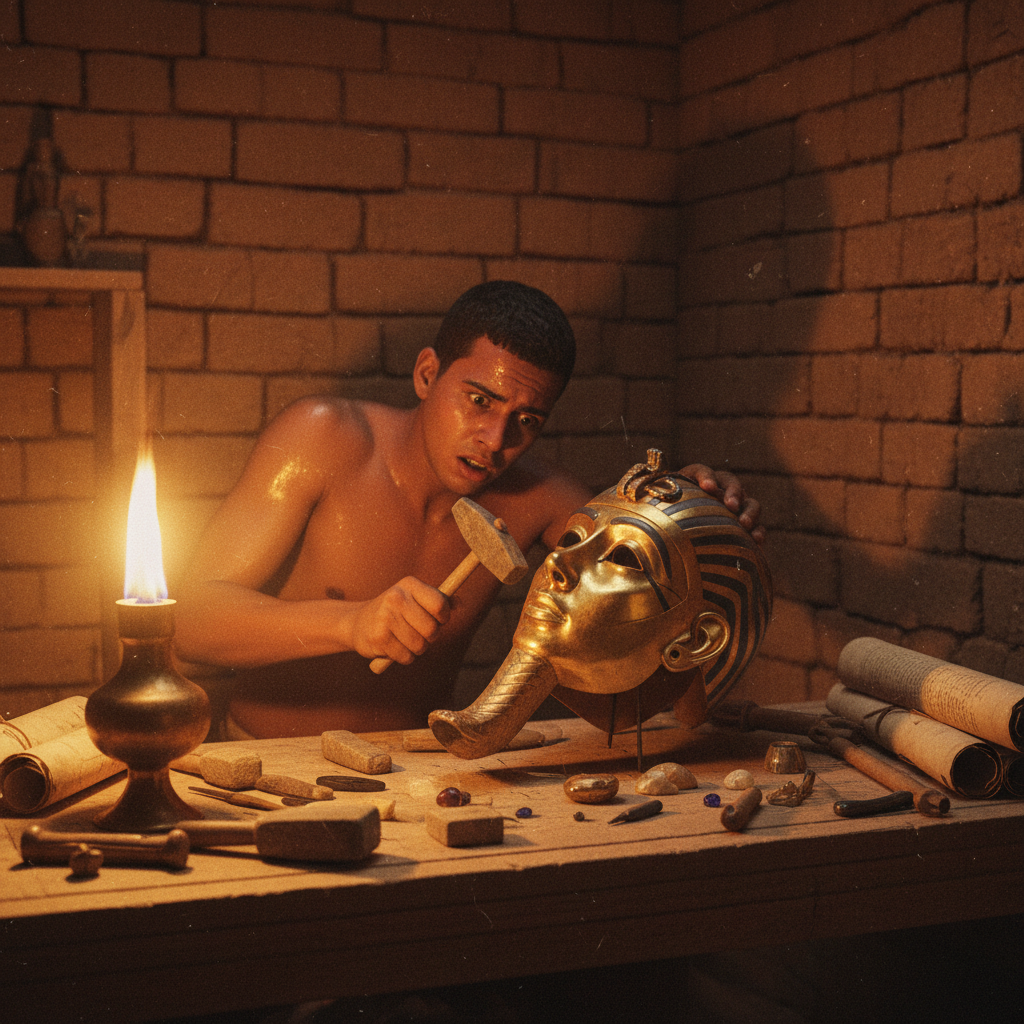 Illustration for "King Tut’s Mask Was A Rush Job And It Shows"