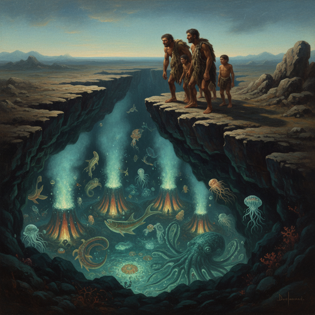 Illustration for "CASE FILE: THE GLOW-IN-THE-DARK GHOSTS OF THE JAVA TRENCH"