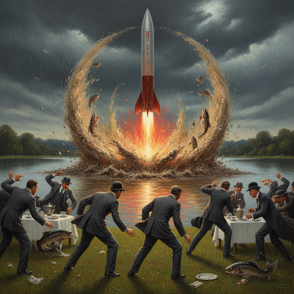 The catering committee had budgeted for salmon canapés, but not for *incoming* salmon.
