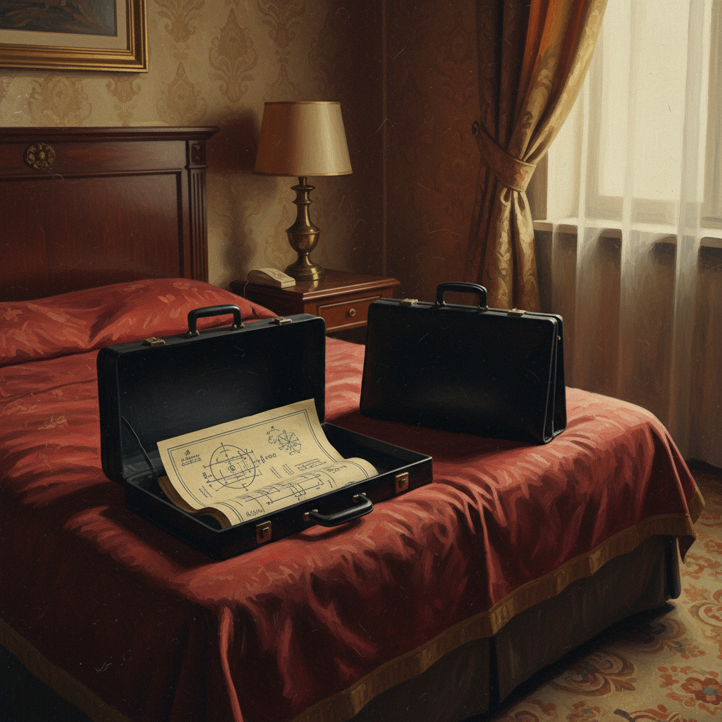 The most important briefcase contained state secrets. The other contained a crime against prosciutto.