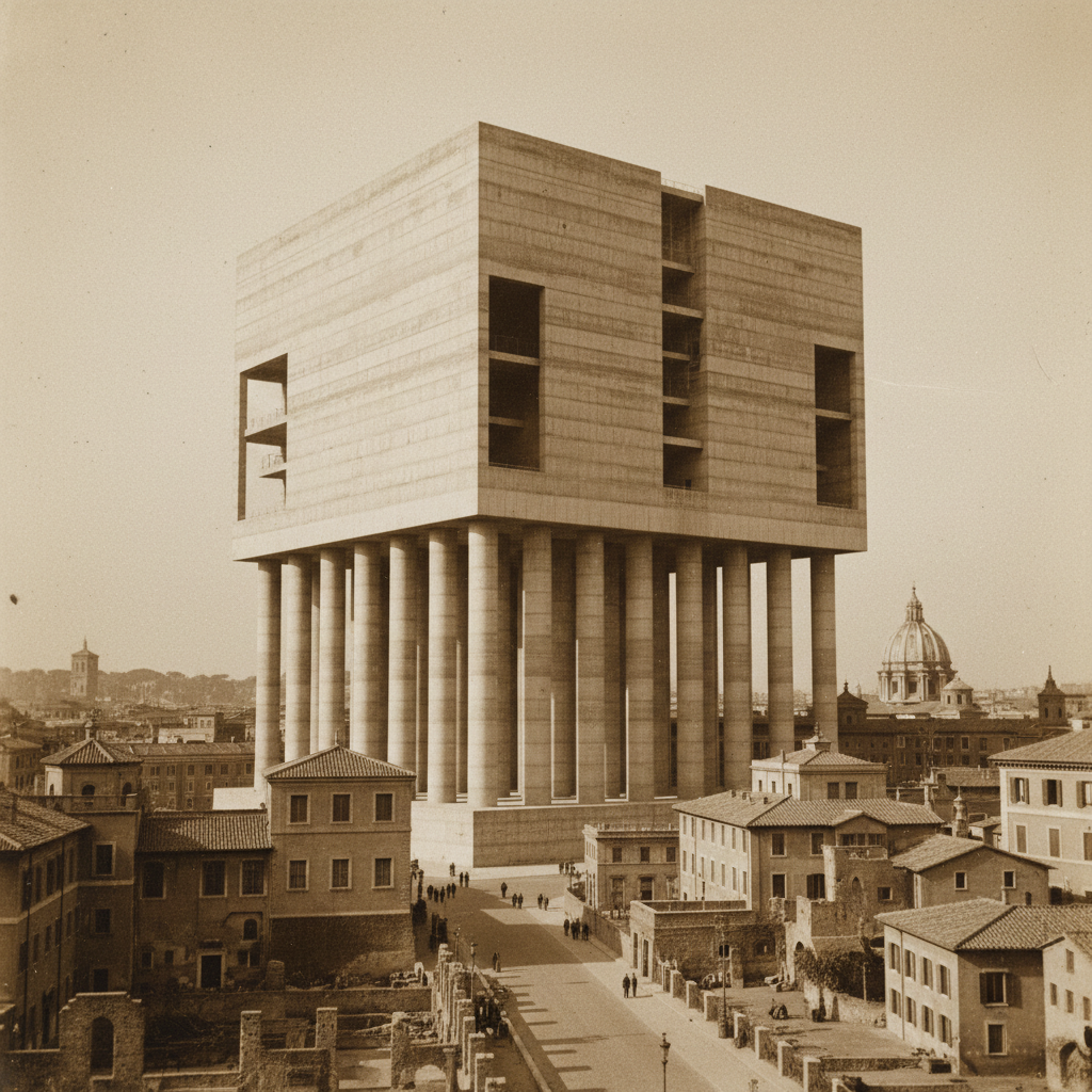 Illustration for "Il Duce’s Concrete God-Box"